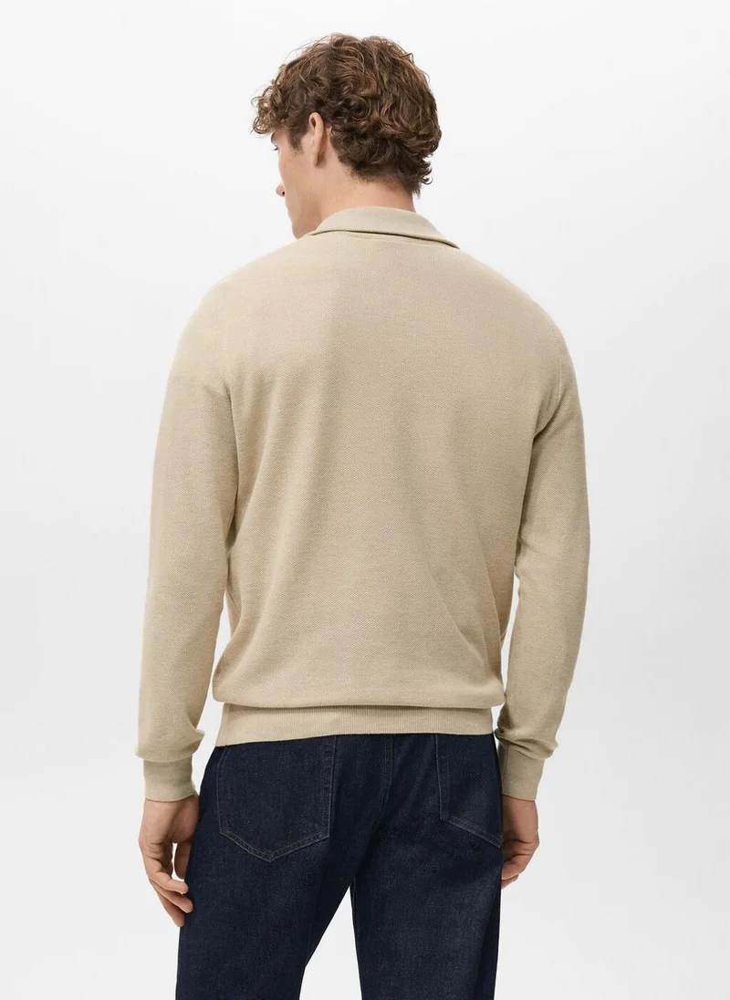 مانجو مان Microstructure sweater with zipper collar